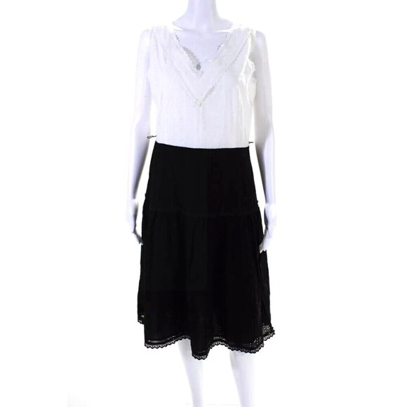 Oscar de la Renta Dresses & Skirts - Oscar Oscar de la Renta Womens V Neck Eyelet Lace Dress White Black Size 6
